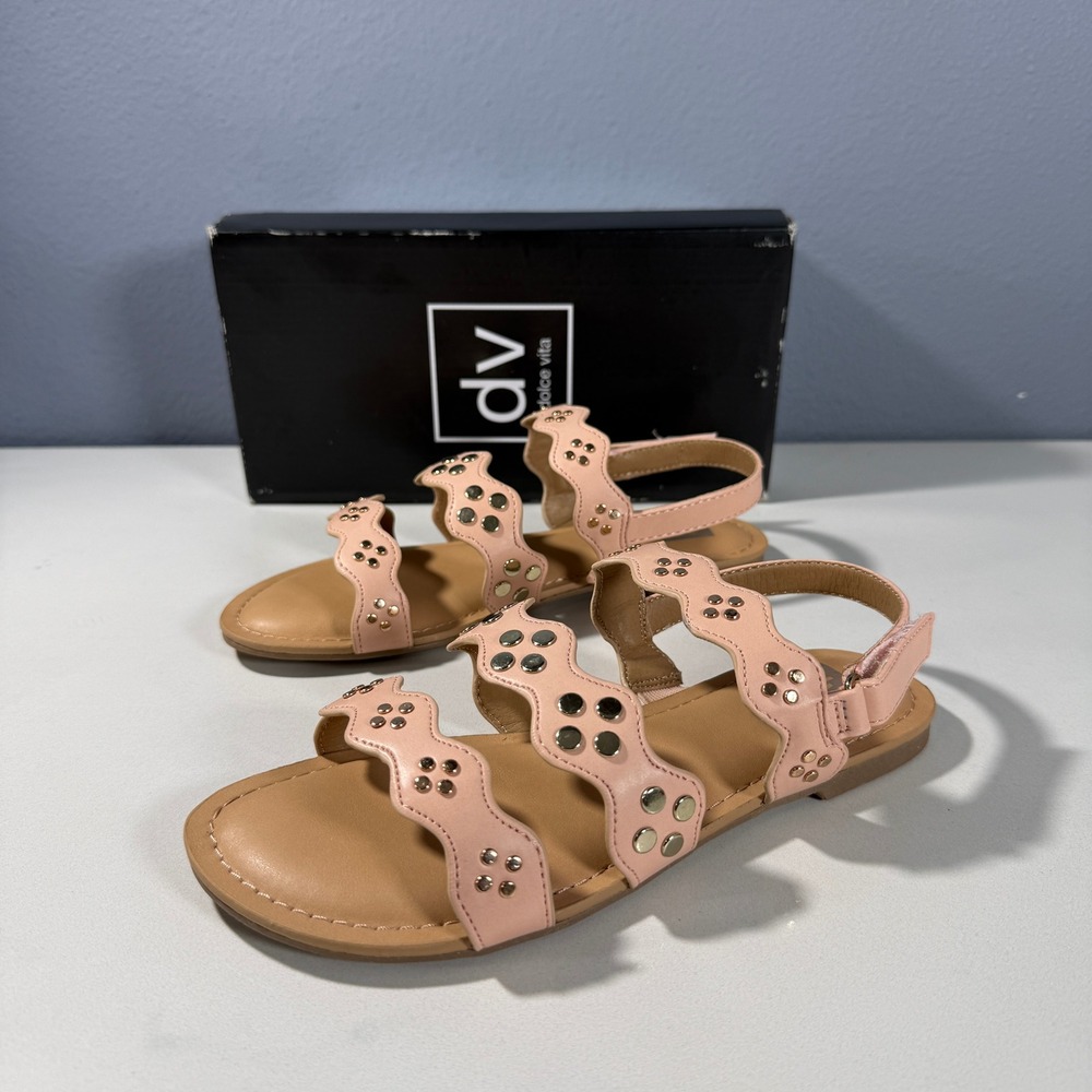 DV by Dolce Vita Girls‎ Cameryn Pink Studded Scalloped Slingback Sandals Size 4
